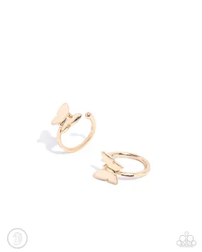 Aerial Attitude - Gold Cuff Earrings - Paparazzi Accessories