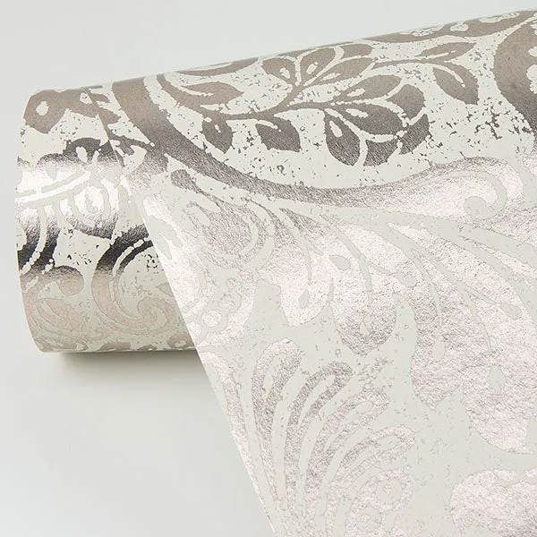 Artemis Rose Gold Floral Damask Wallpaper from the Lustre Collection