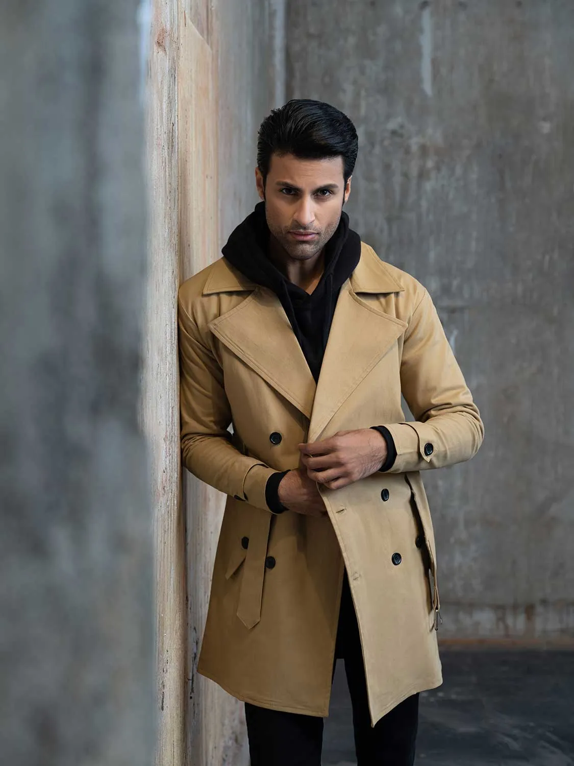 Beige Twill Trench Coat