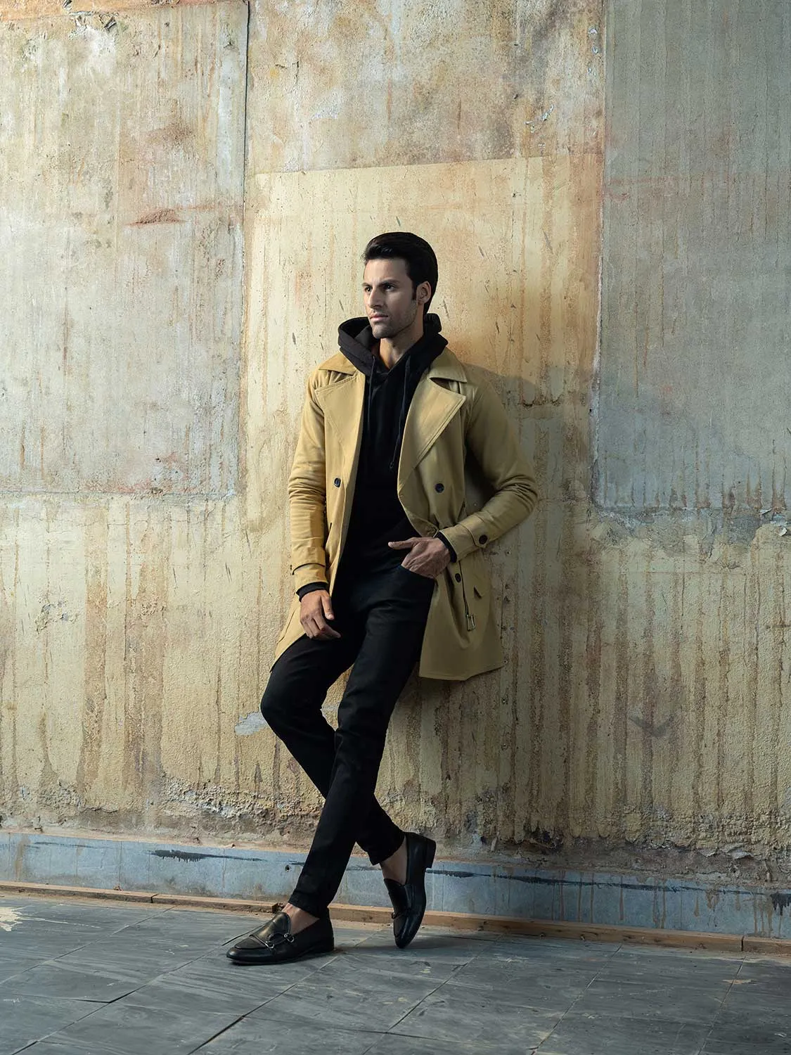 Beige Twill Trench Coat