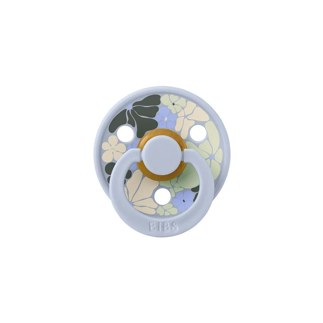 BIBS Studio Latex Pacifier - 2 Pack  - Dusty Blue Mix - Morning Bloom