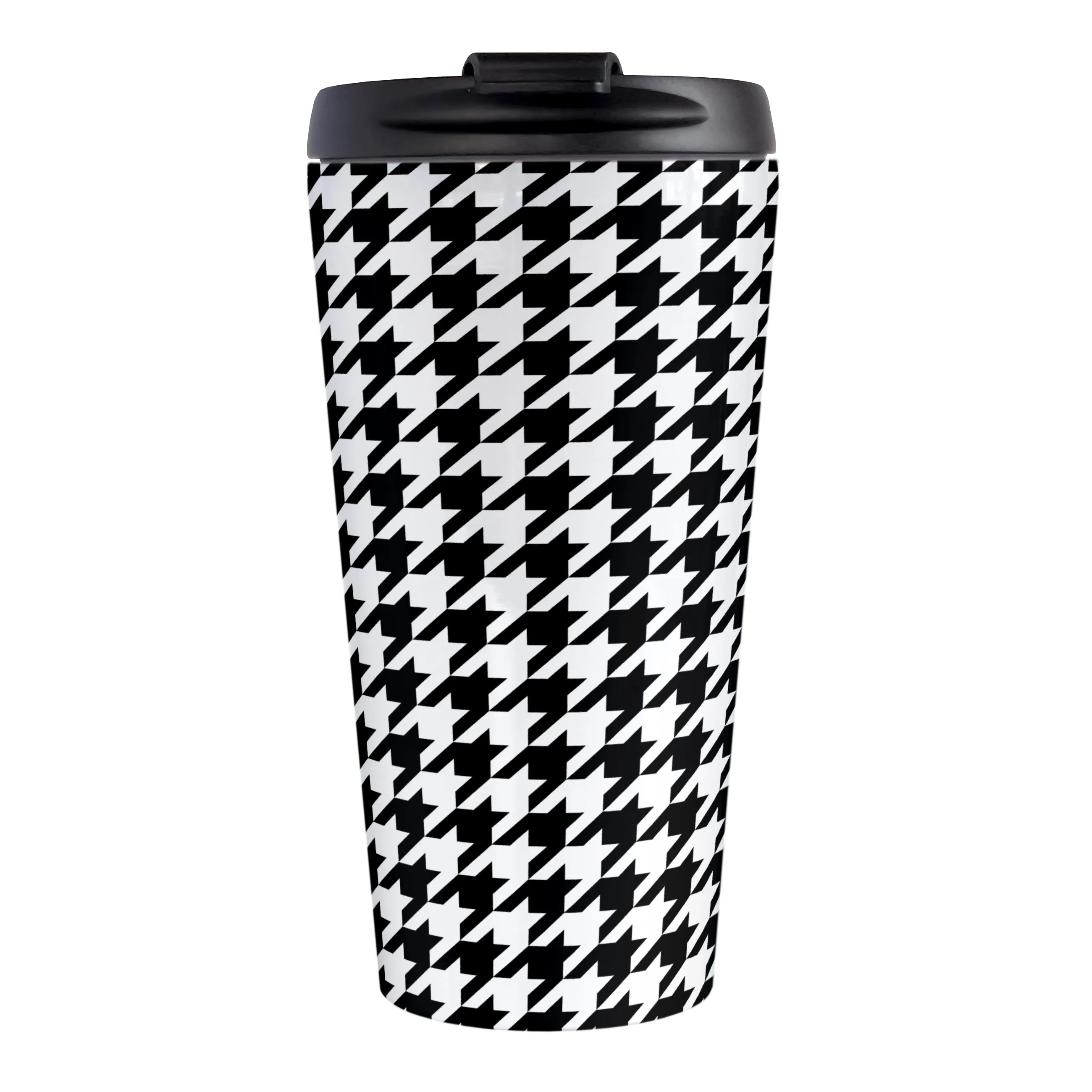 Black and White Houndstooth Travel Mug