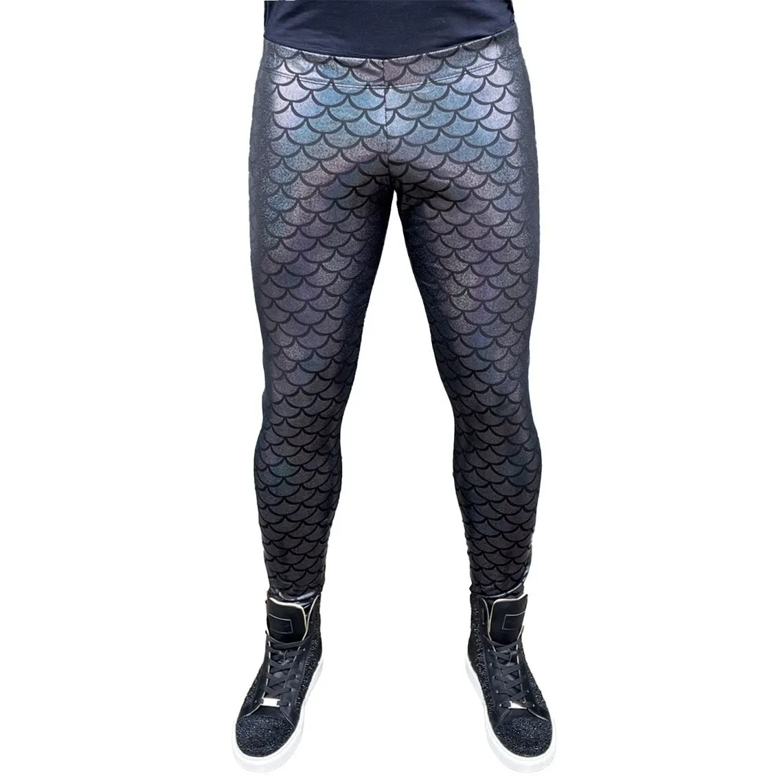 Black Fish Merman Meggings // Great Festival Mermaid Costume // Sparkly Holographic Merman Leggings