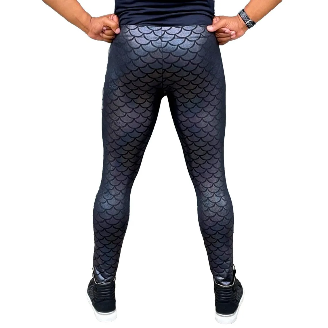 Black Fish Merman Meggings // Great Festival Mermaid Costume // Sparkly Holographic Merman Leggings