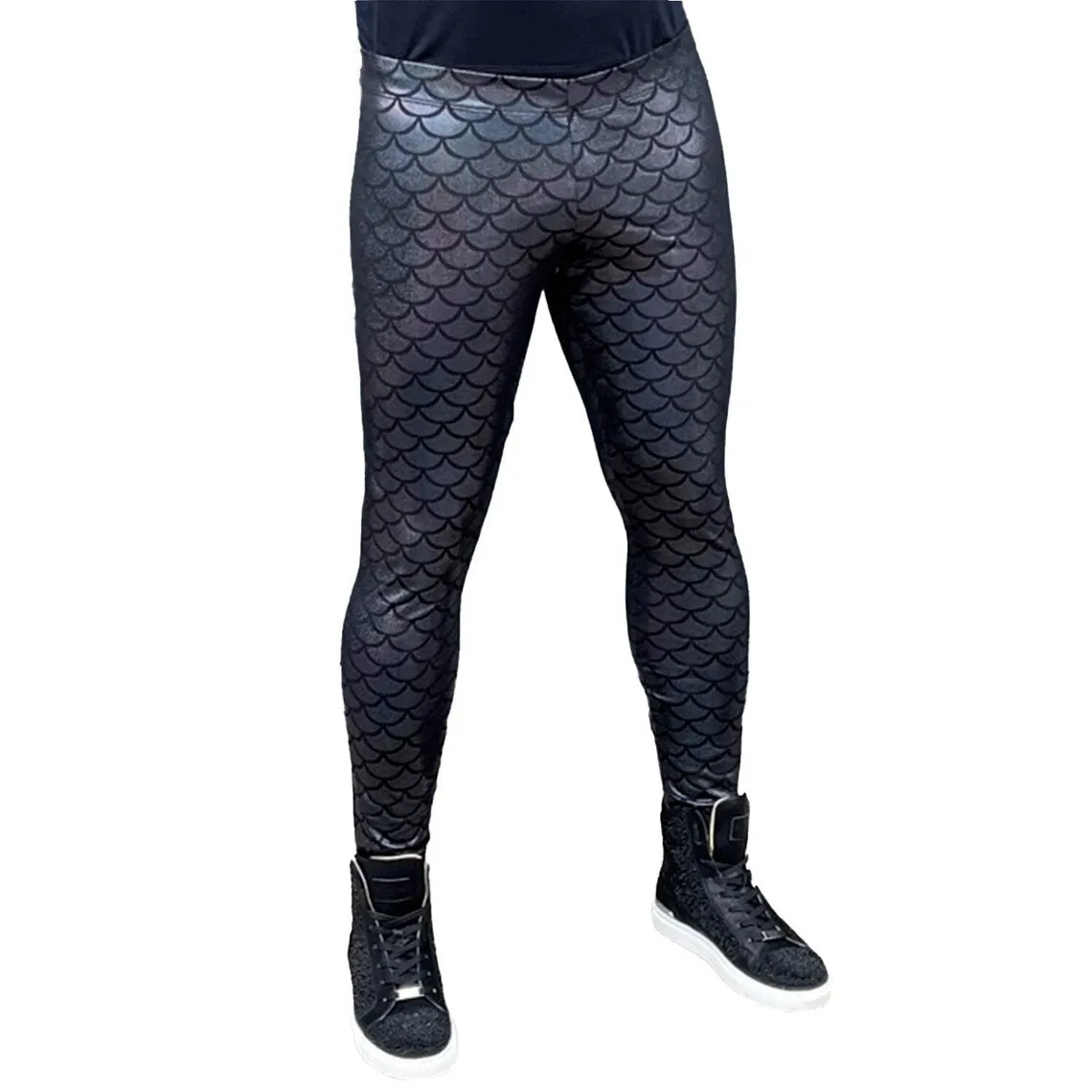 Black Fish Merman Meggings // Great Festival Mermaid Costume // Sparkly Holographic Merman Leggings