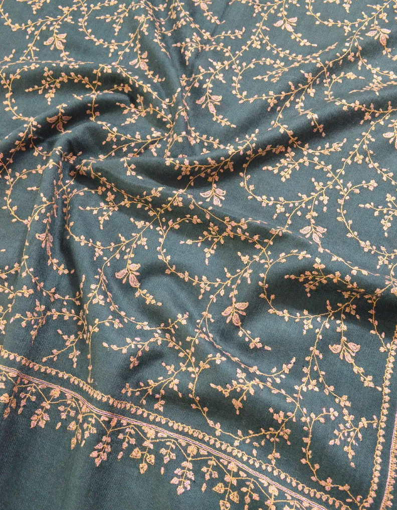 Black Pashmina Stole In Sozni Embroidery 5979