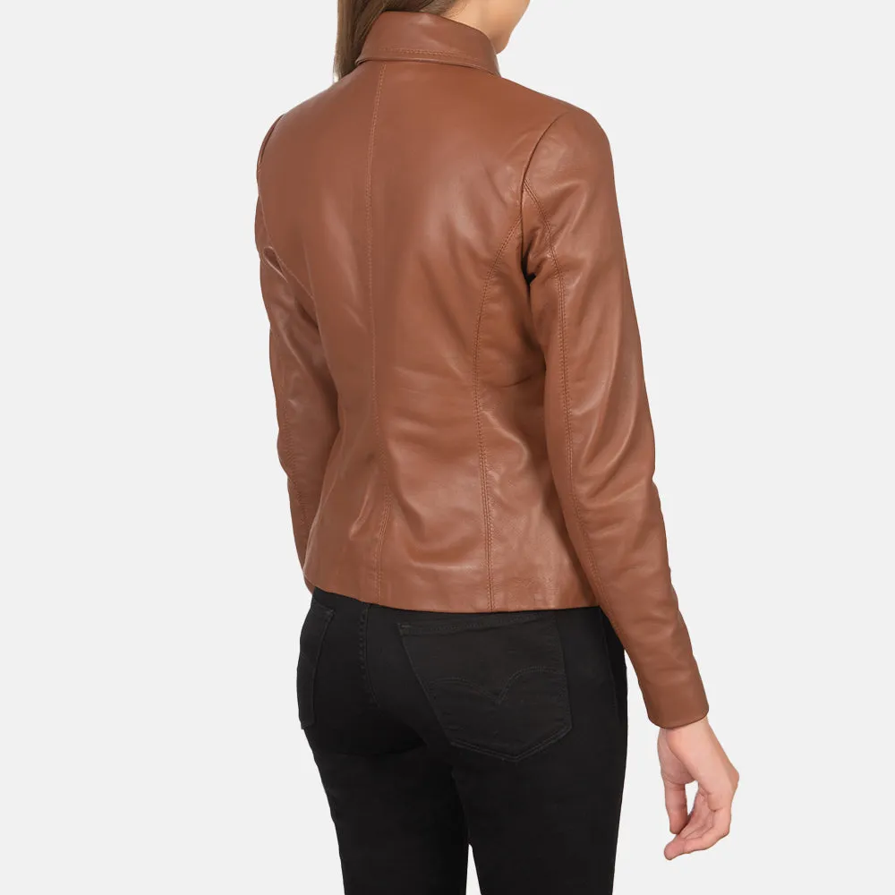 Bliss Brown Leather Bomber Jacket