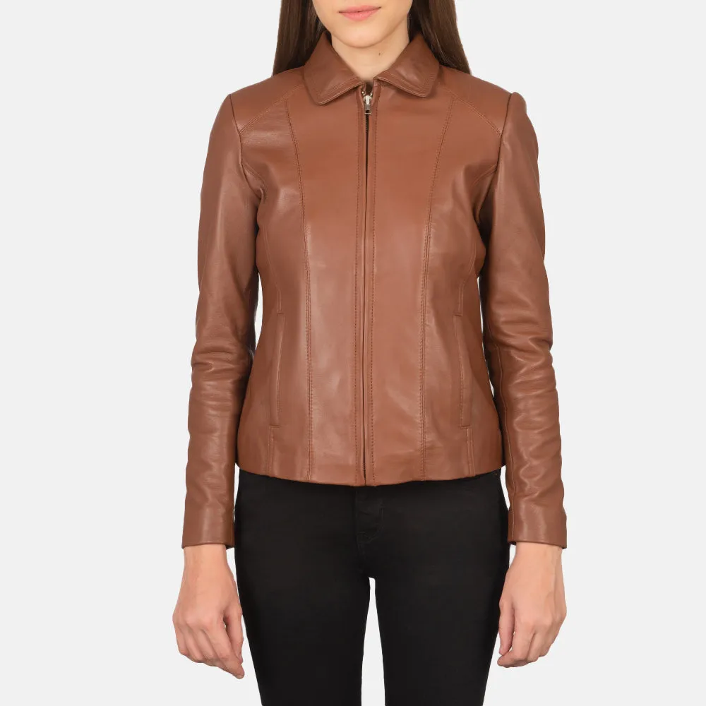 Bliss Brown Leather Bomber Jacket