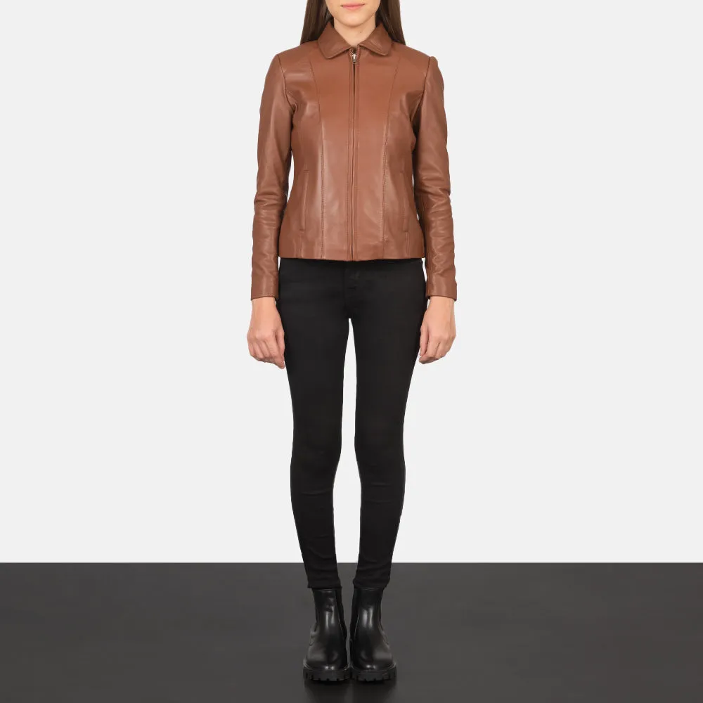 Bliss Brown Leather Bomber Jacket