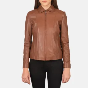 Bliss Brown Leather Bomber Jacket