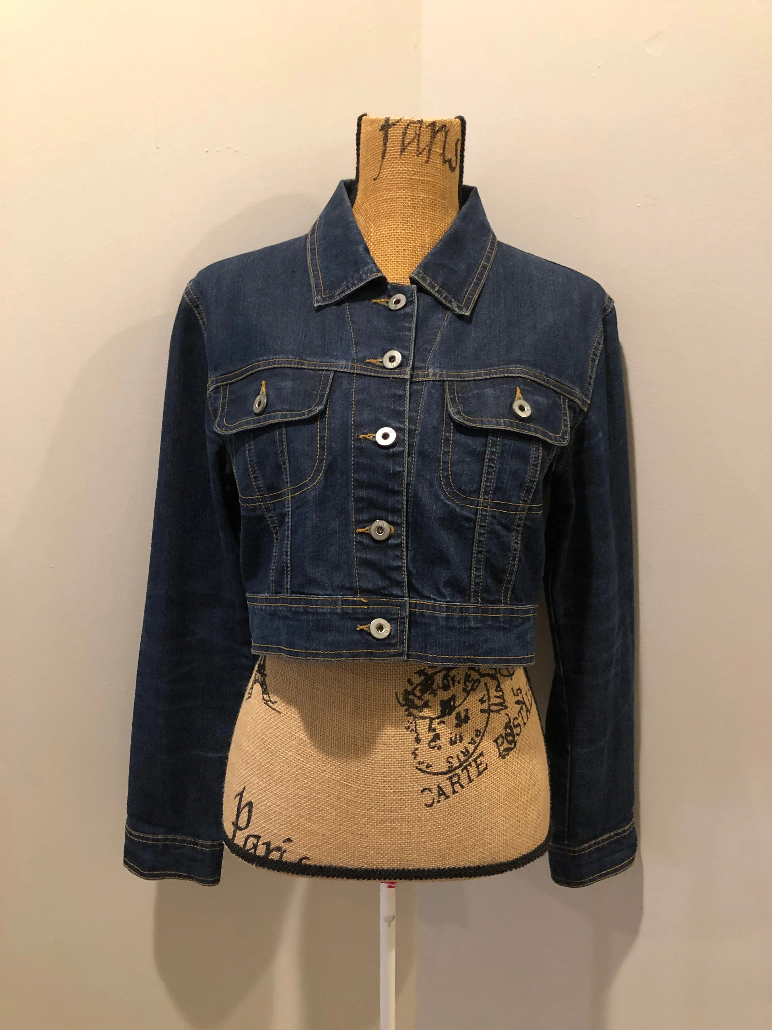 Bongo Jeans Cropped Dark Wash Denim Jacket, SOLD