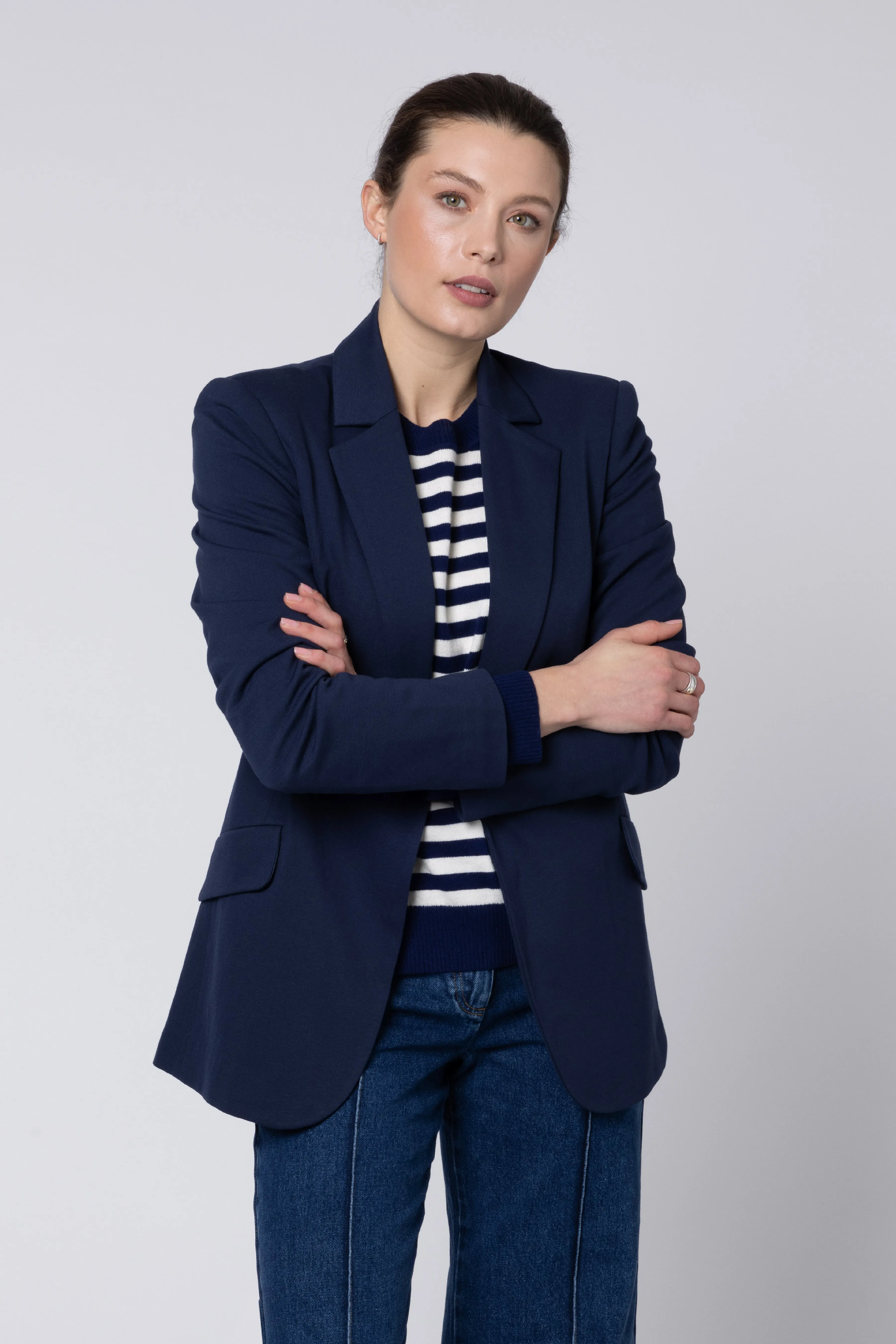Camille Striped Jumper (Navy Ivory)