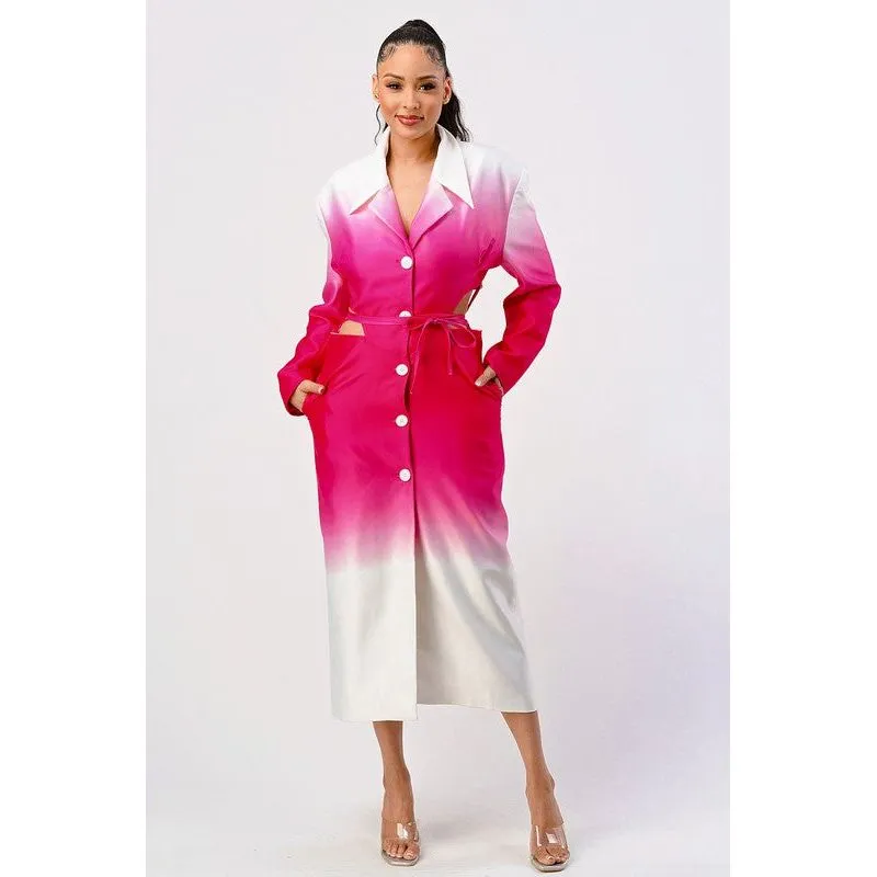 Color gradient spring trench coat