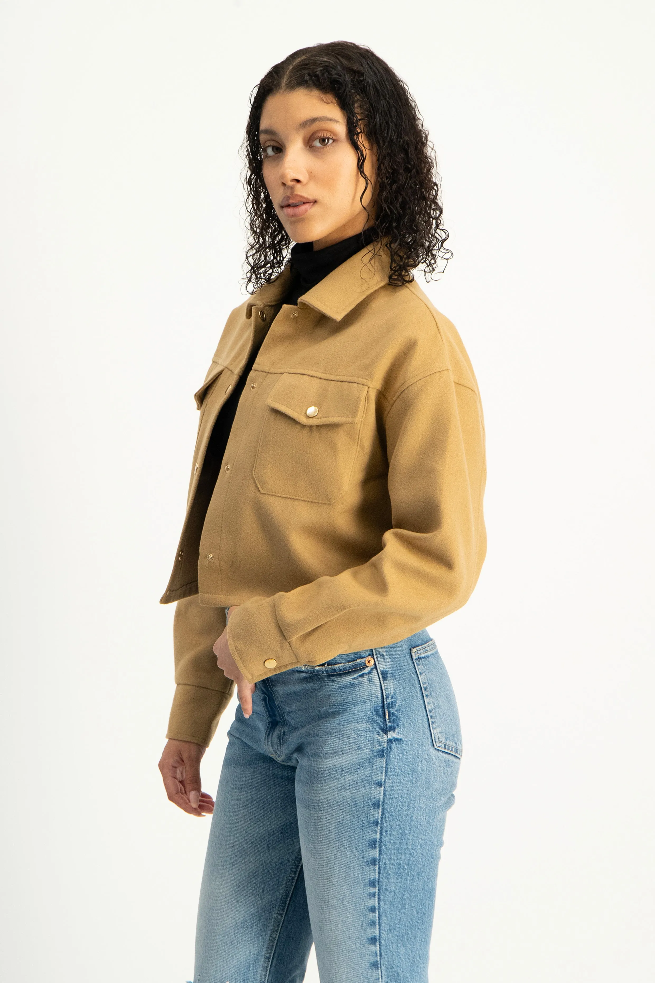 Cropped Melton Shacket