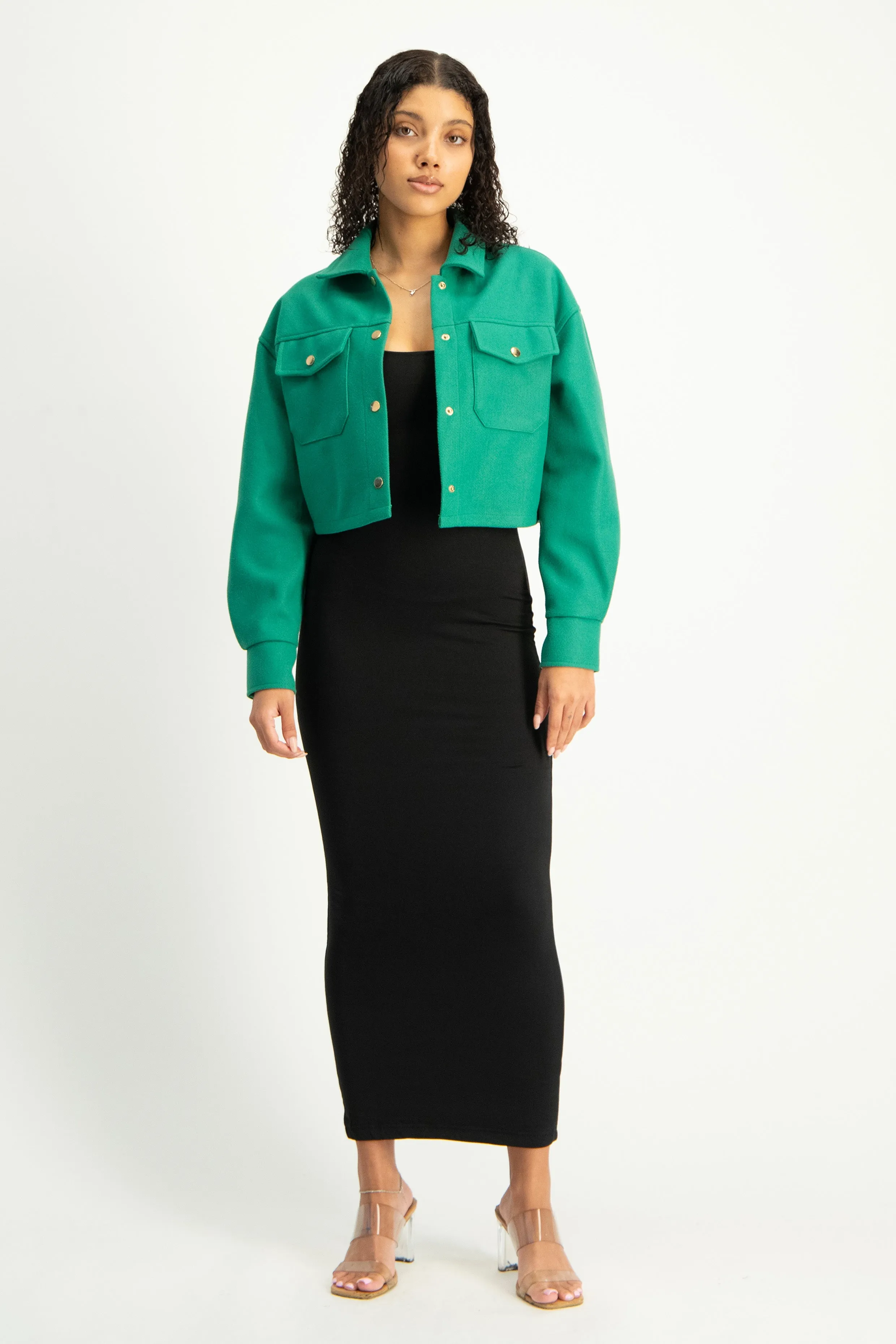 Cropped Melton Shacket