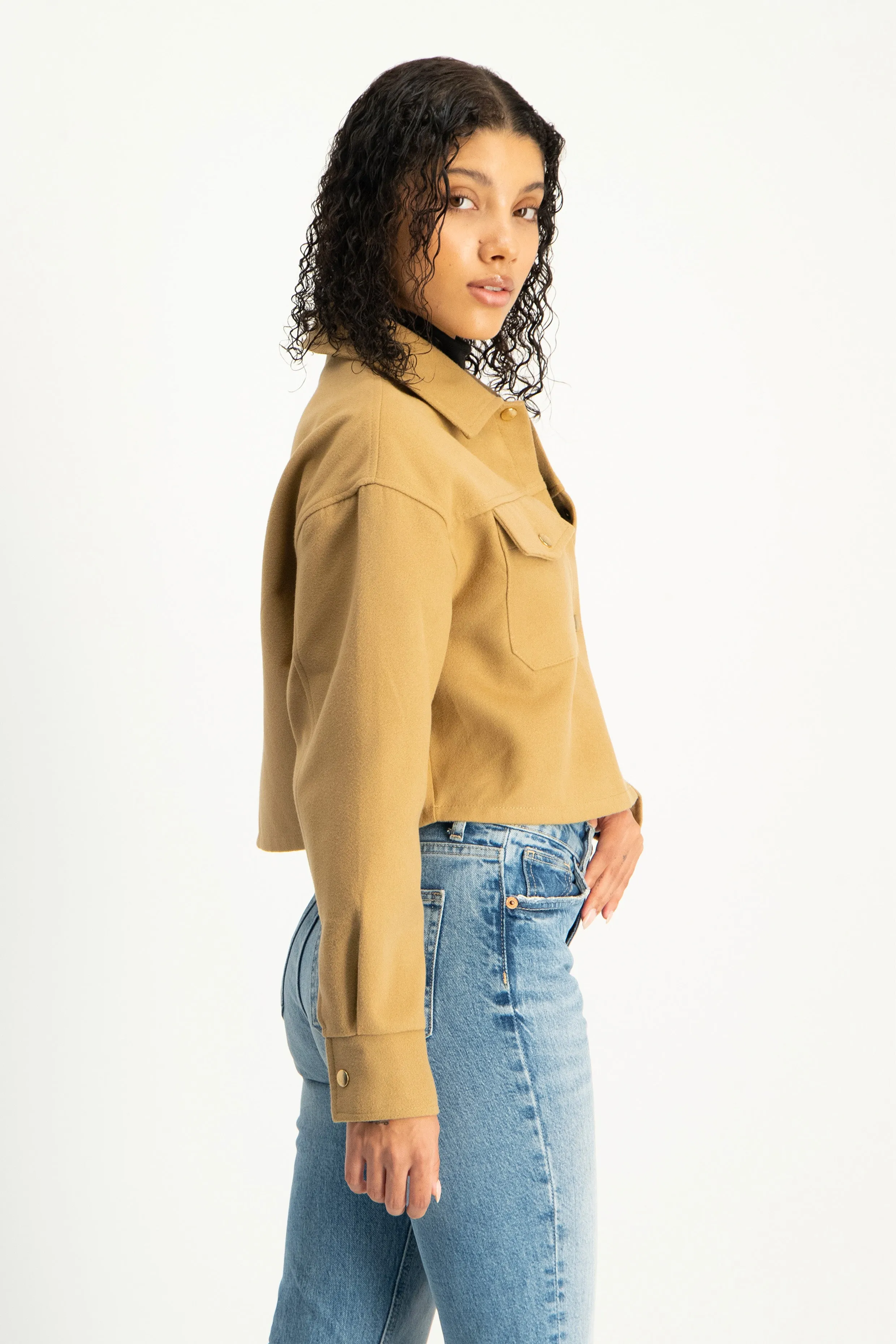 Cropped Melton Shacket