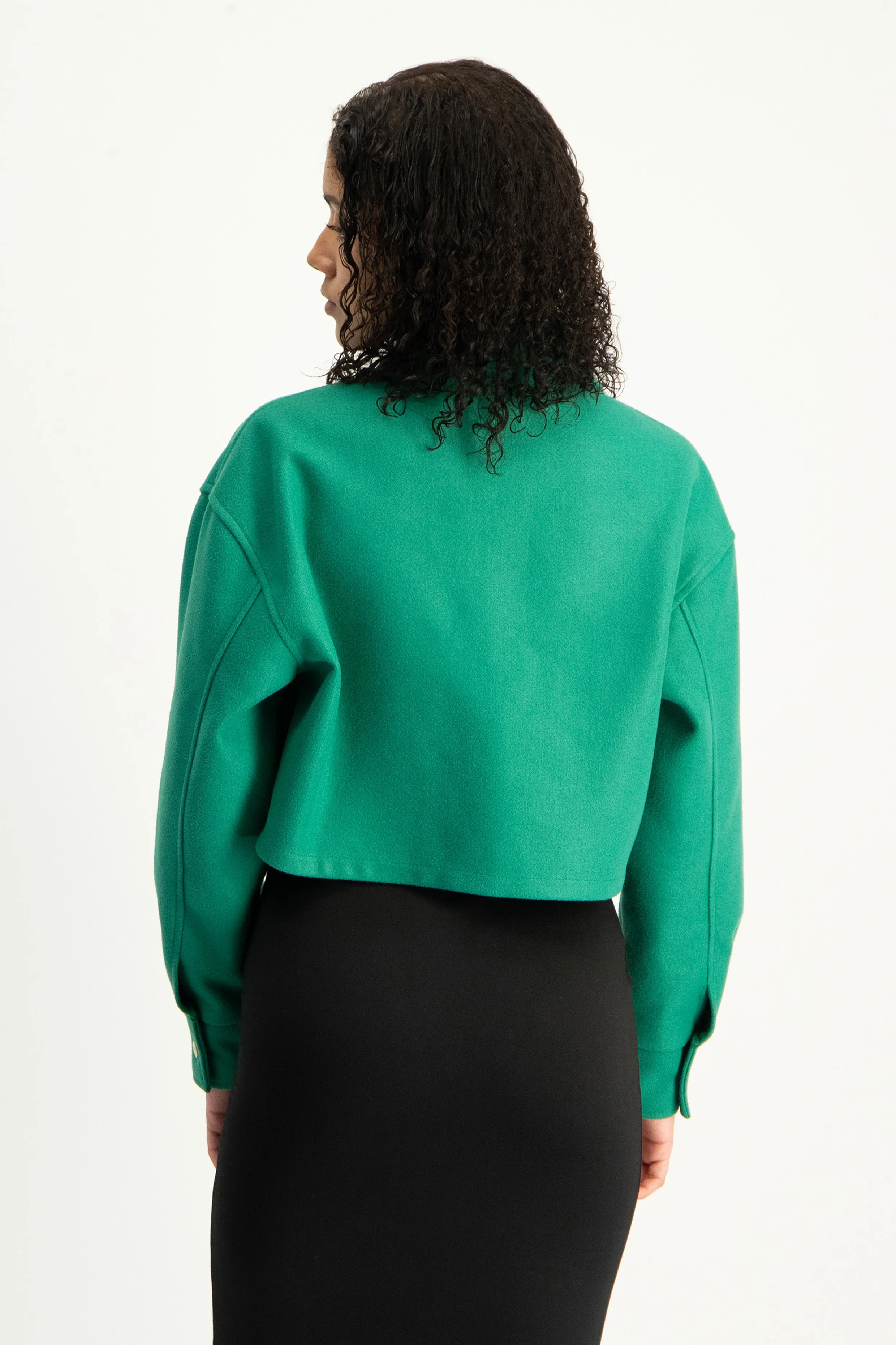 Cropped Melton Shacket