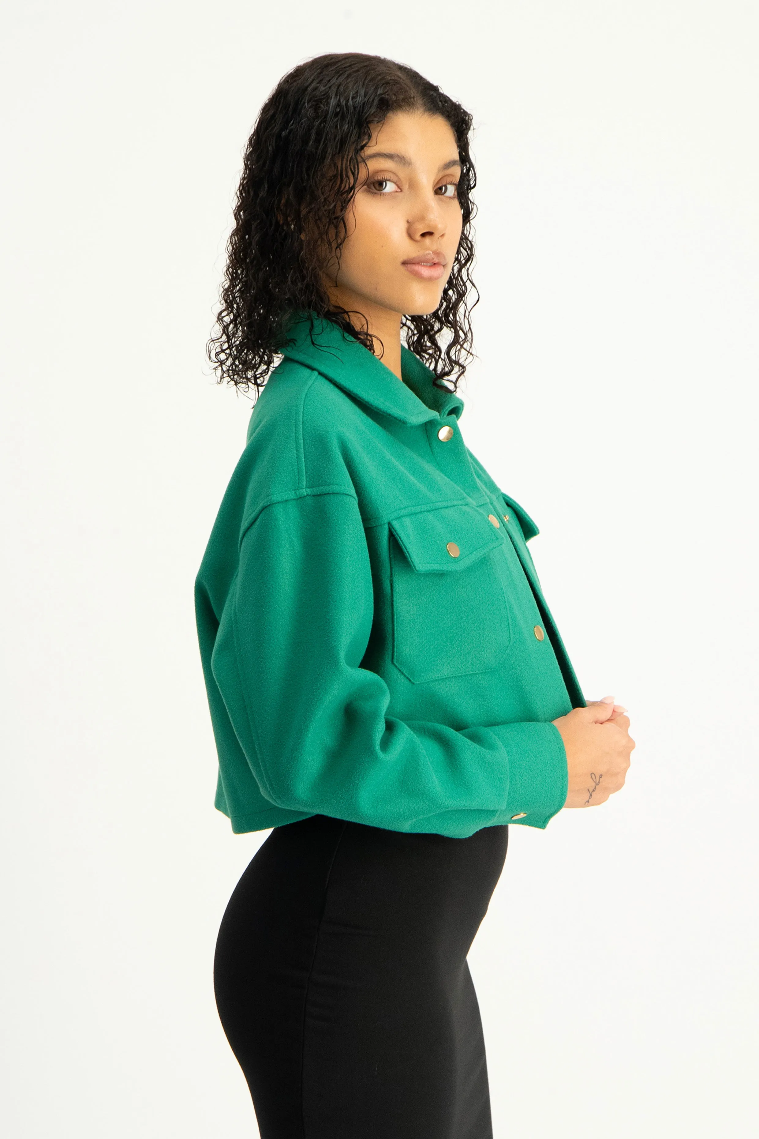 Cropped Melton Shacket