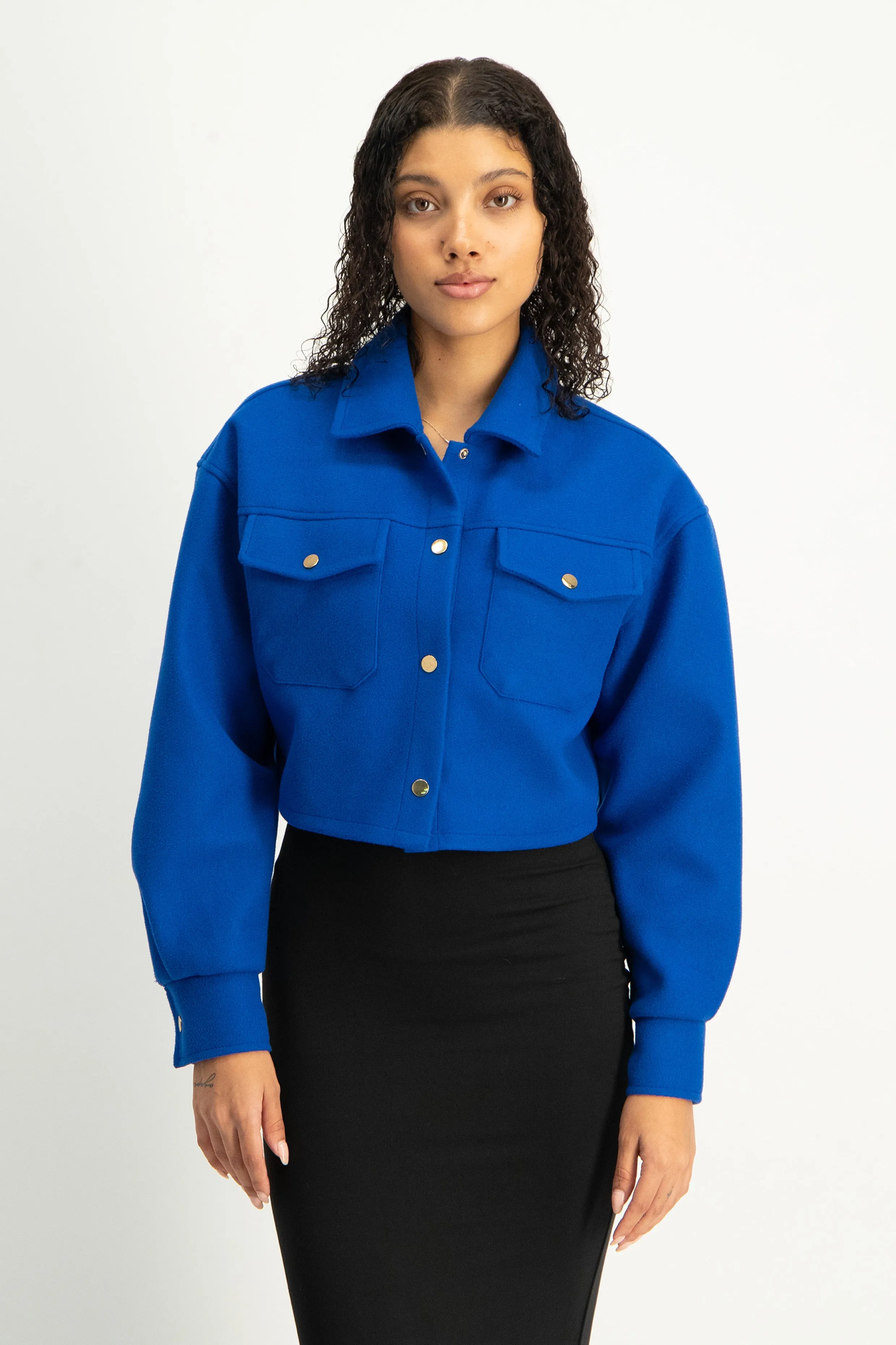 Cropped Melton Shacket