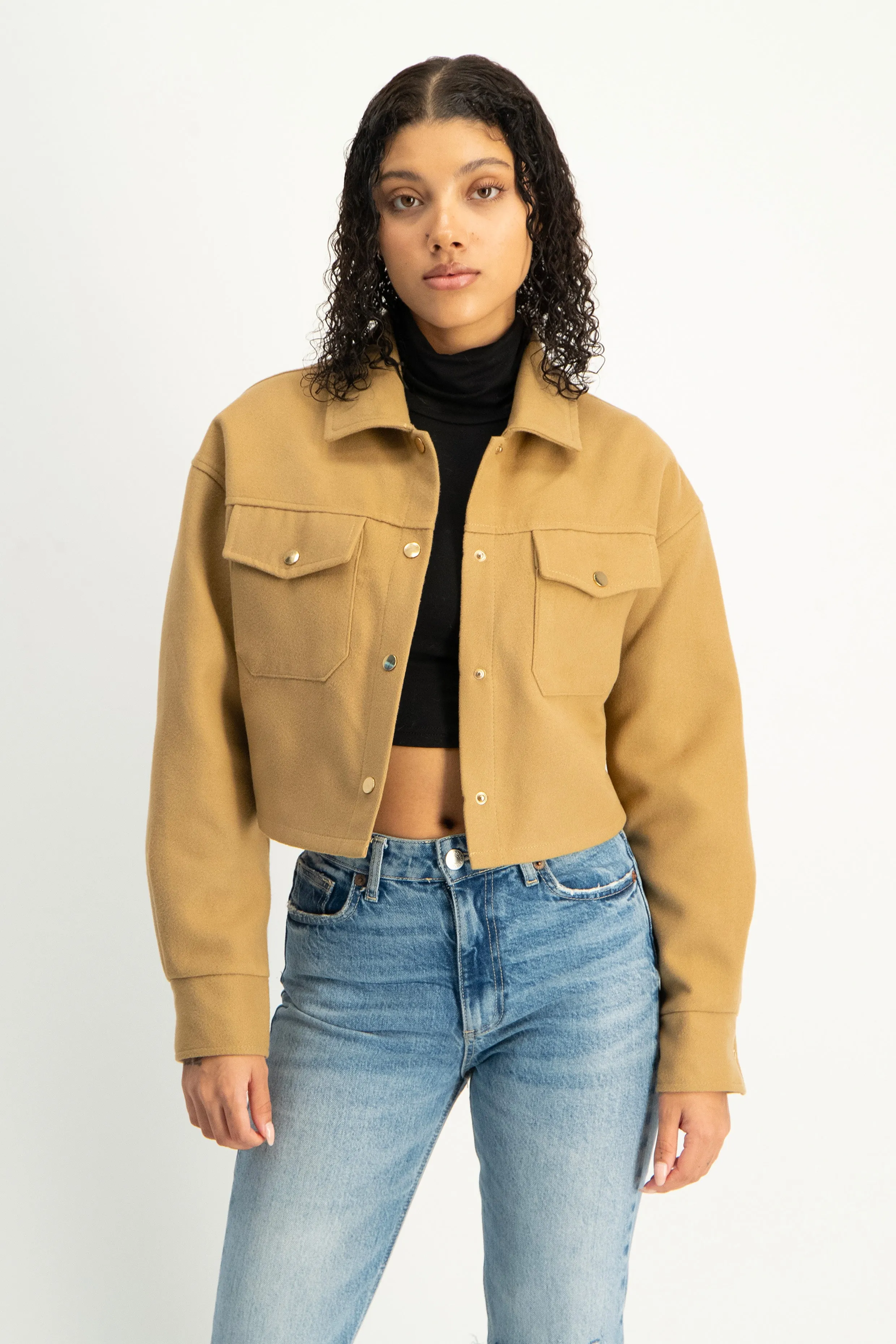 Cropped Melton Shacket