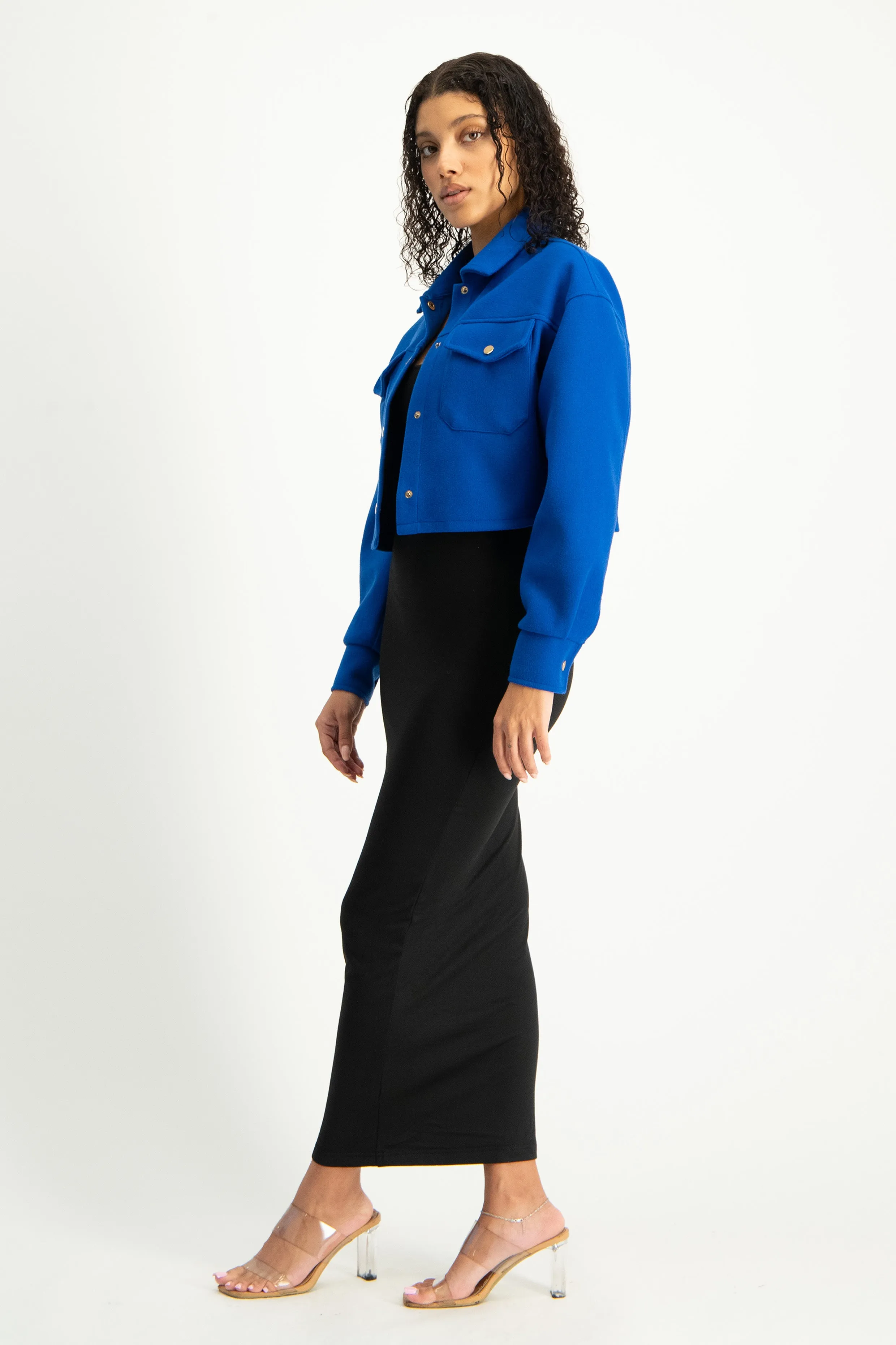 Cropped Melton Shacket