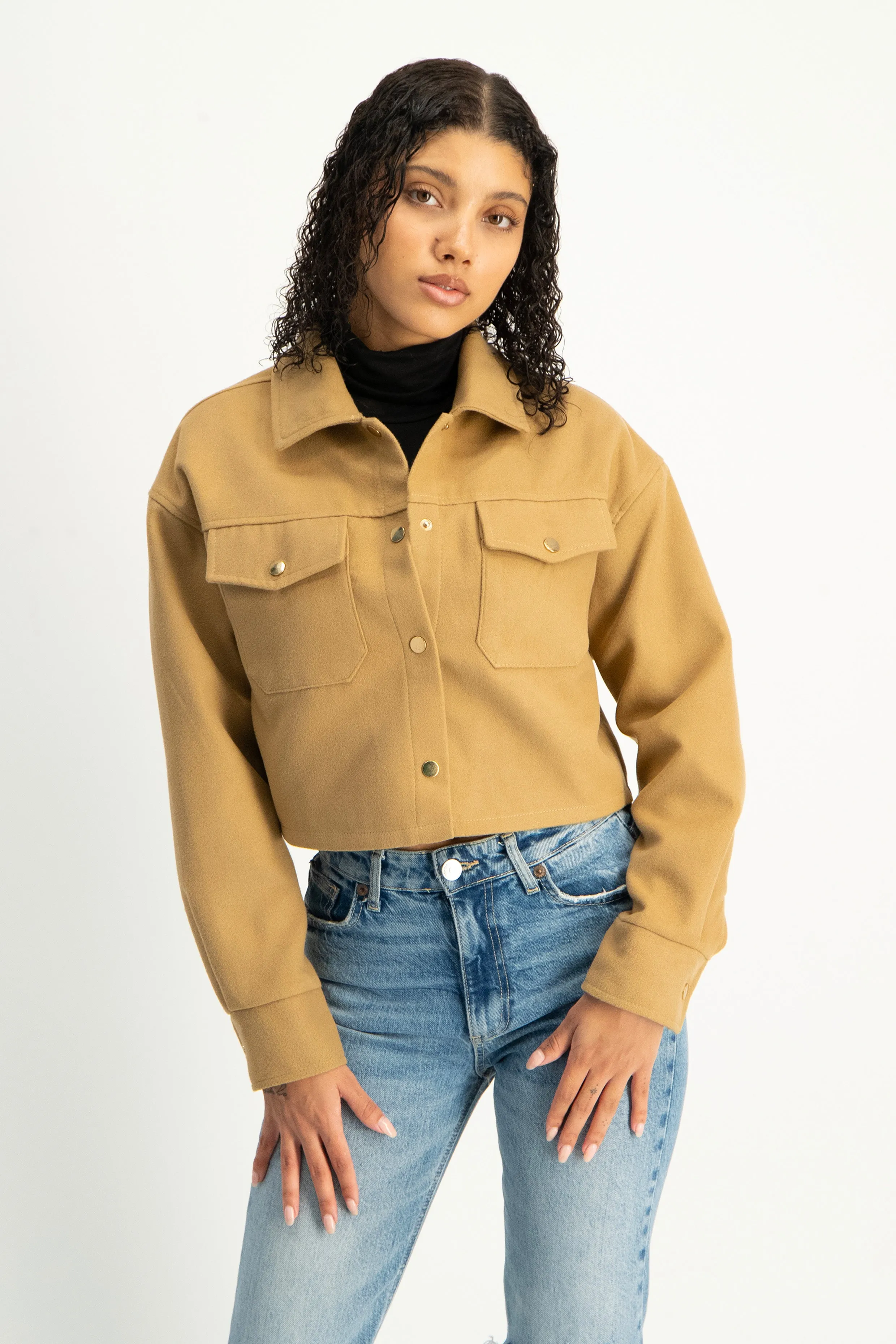 Cropped Melton Shacket