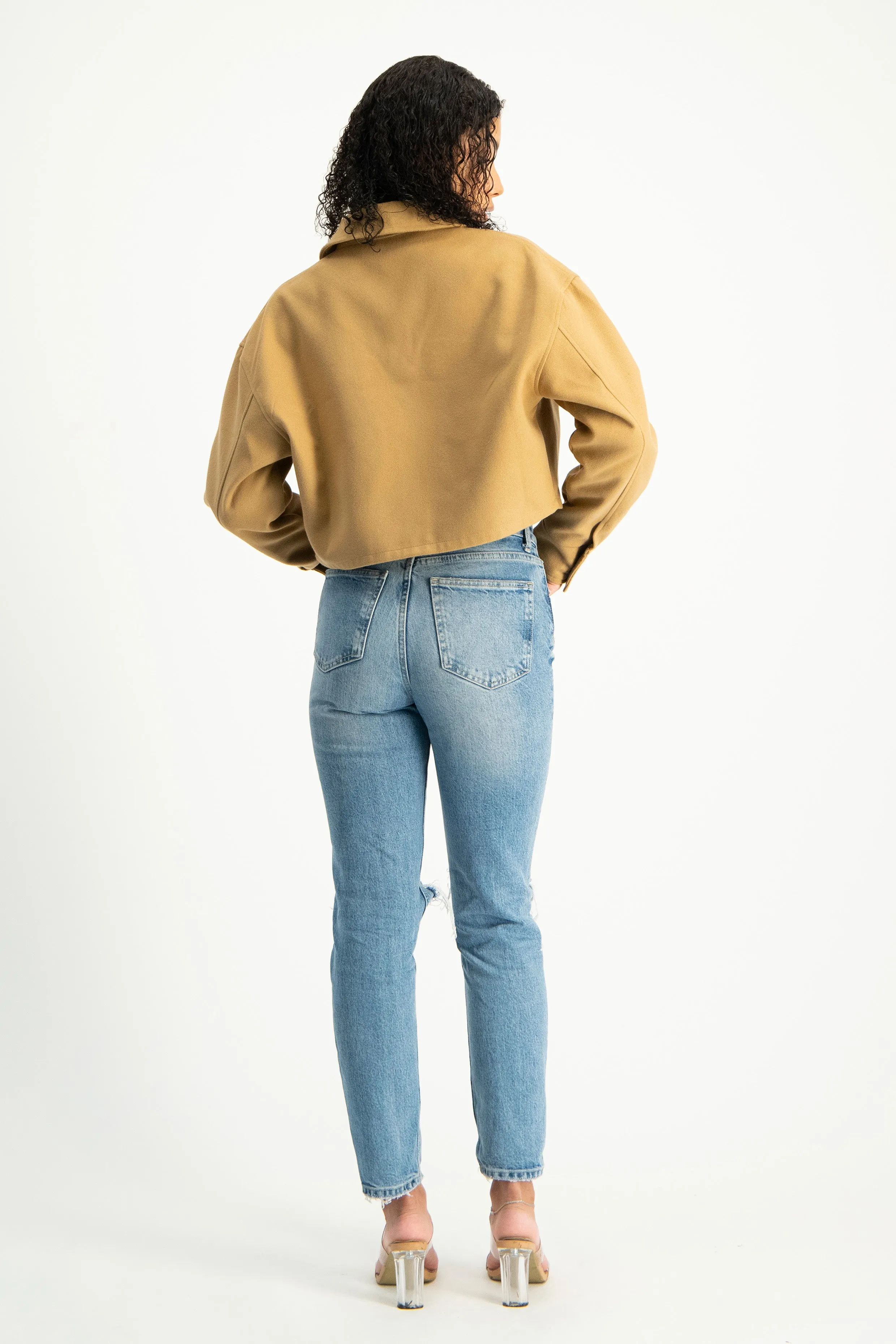 Cropped Melton Shacket