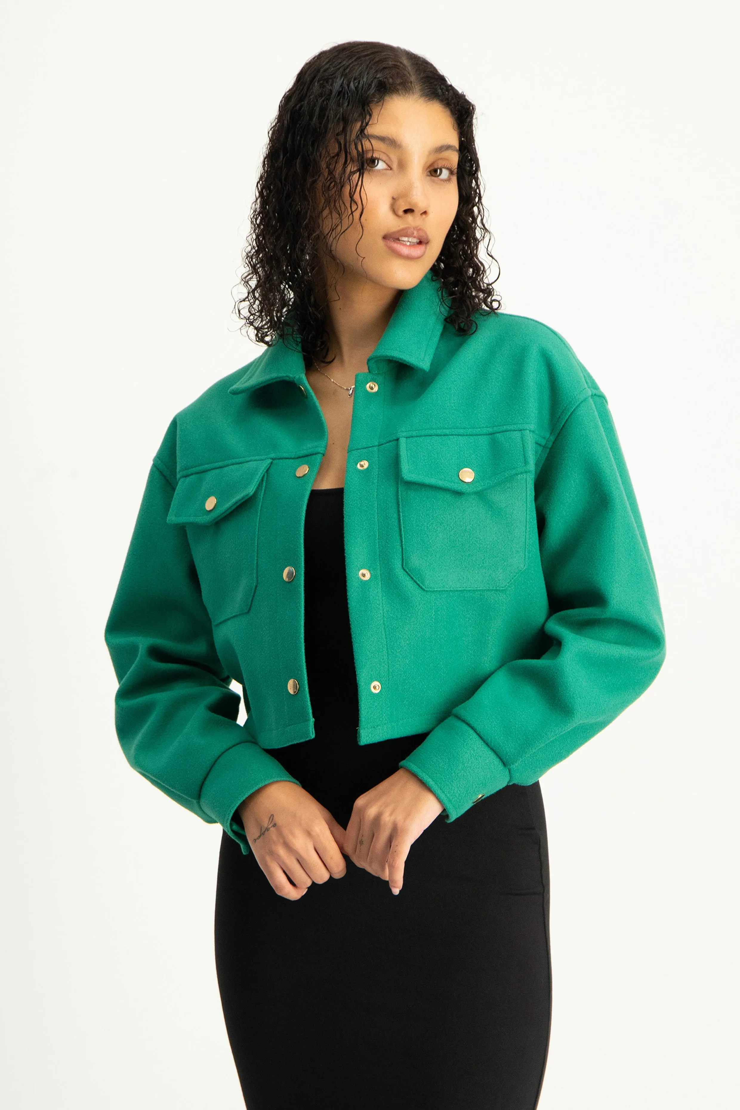 Cropped Melton Shacket