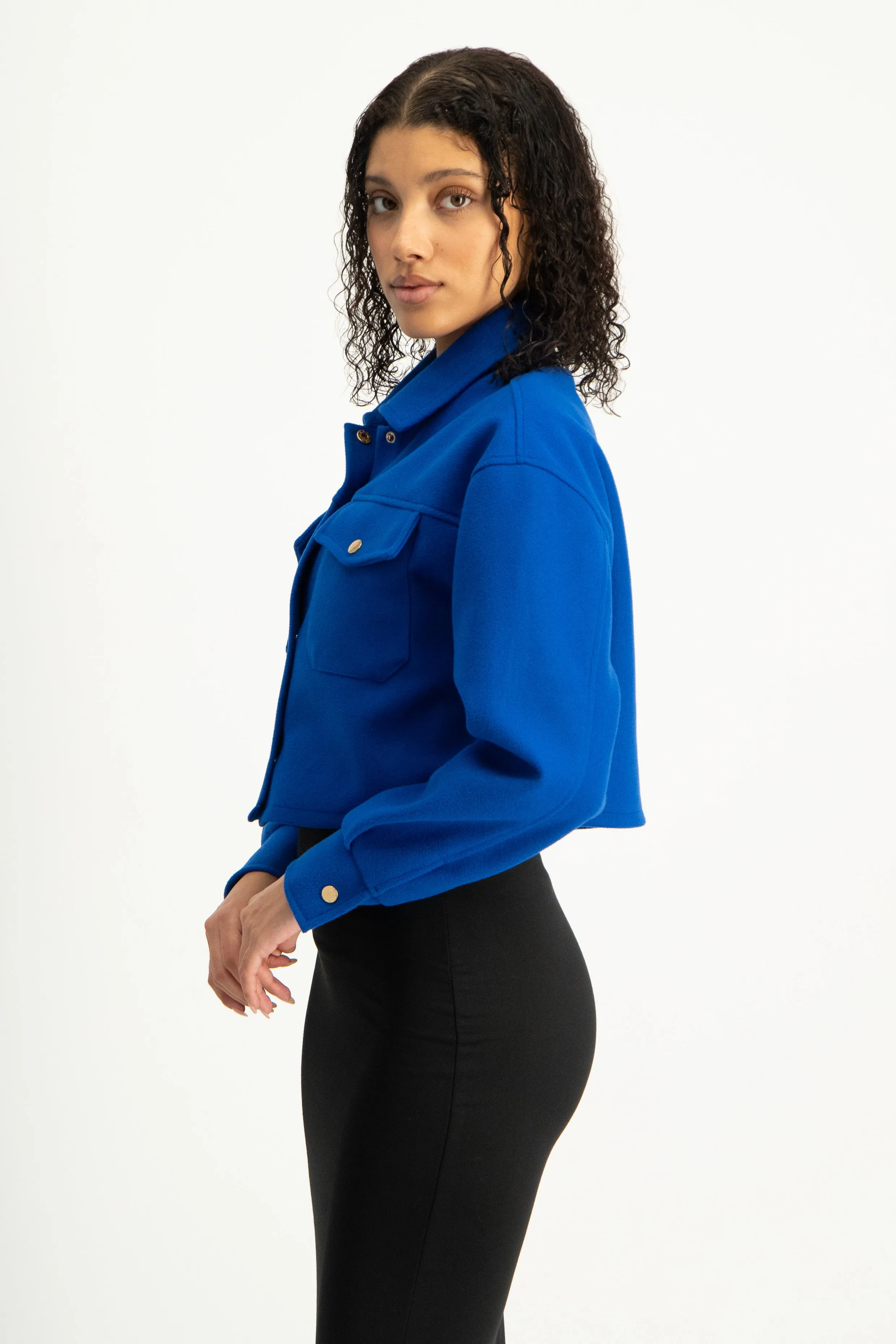 Cropped Melton Shacket