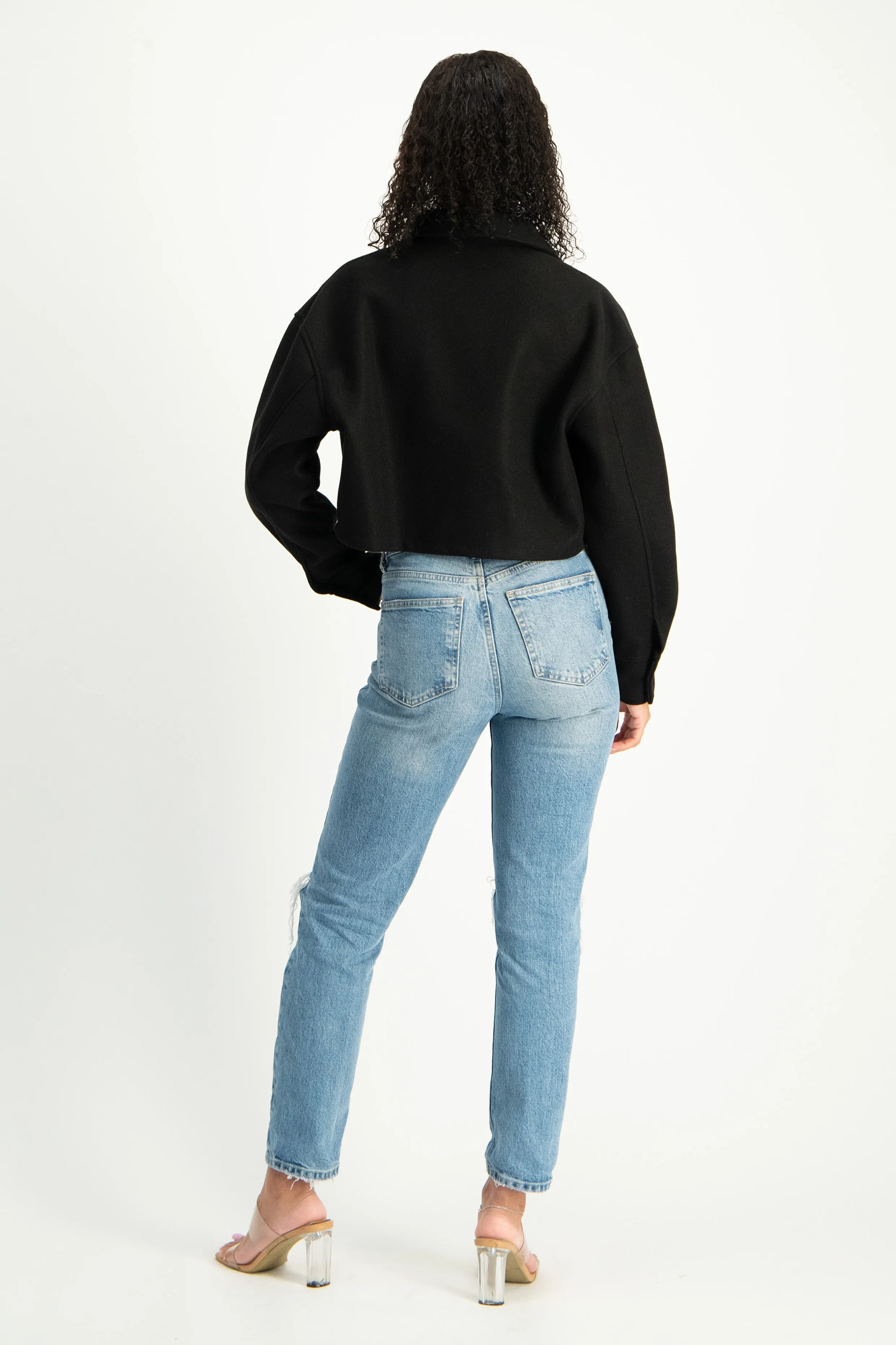 Cropped Melton Shacket