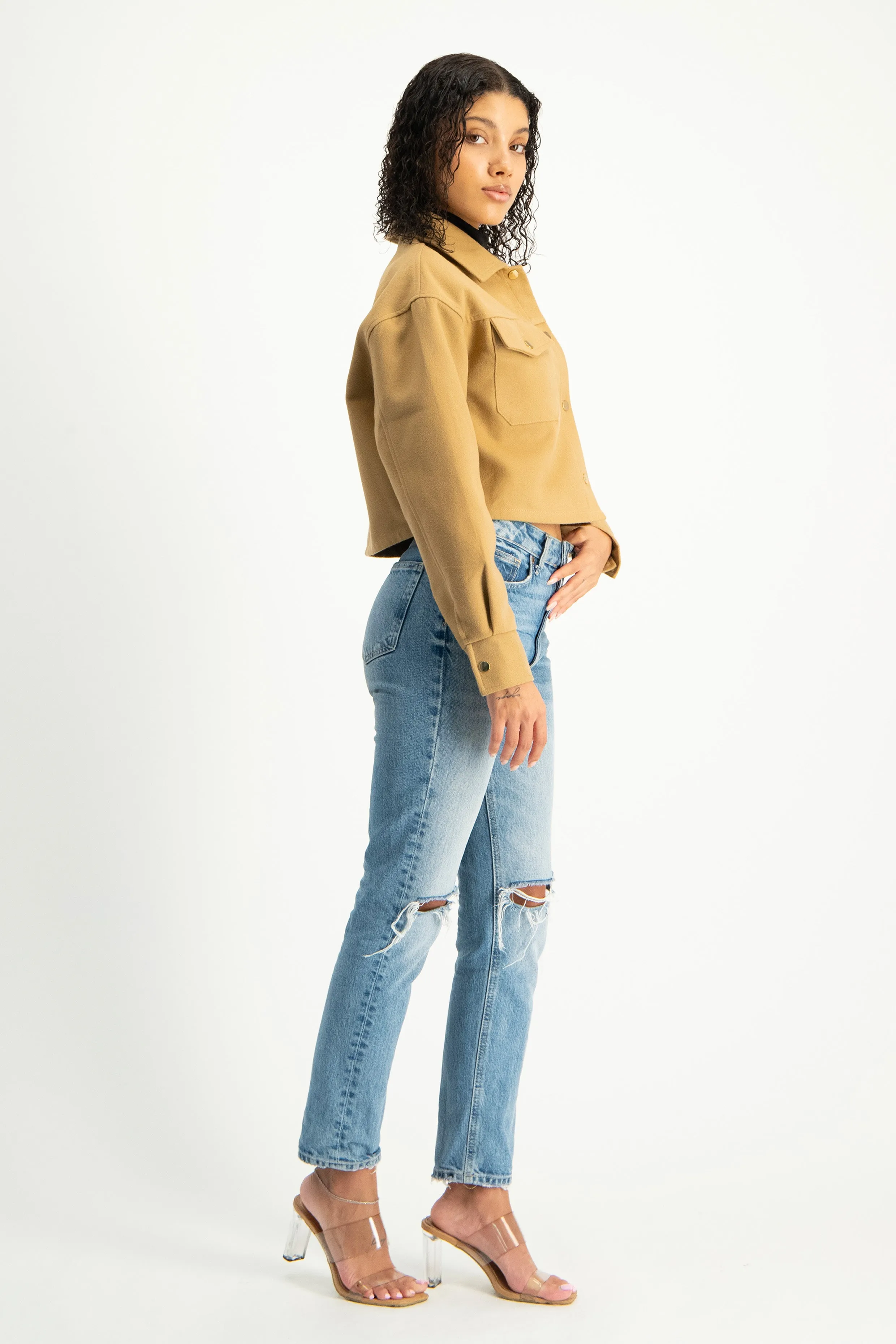 Cropped Melton Shacket