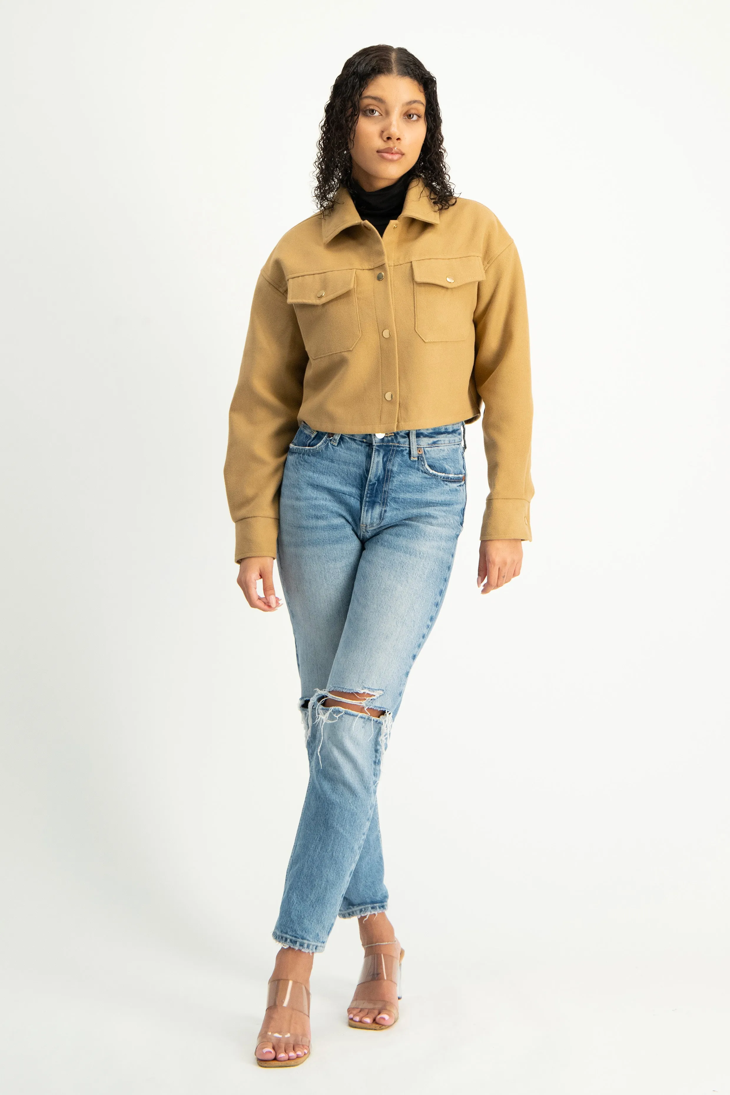 Cropped Melton Shacket