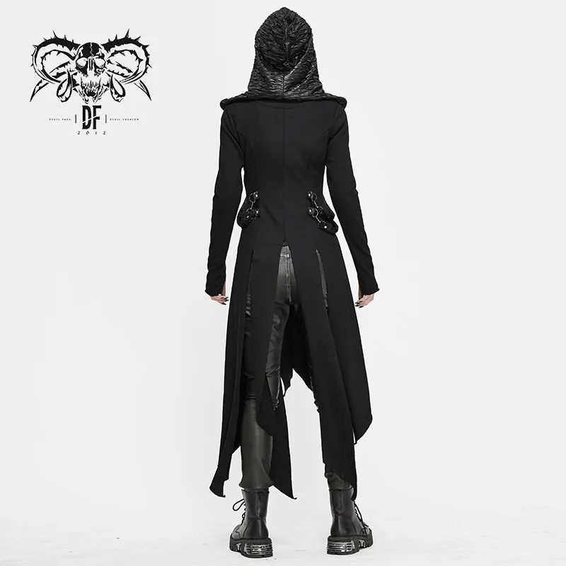 CT156 women winter fur slim punk fleece hooded long coat with loops