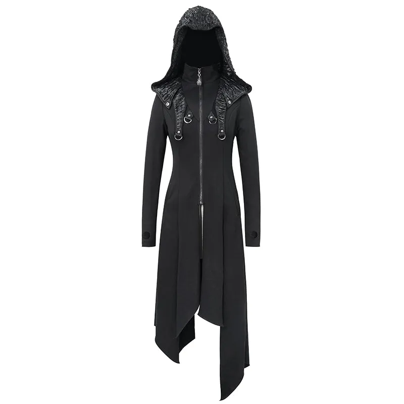 CT156 women winter fur slim punk fleece hooded long coat with loops
