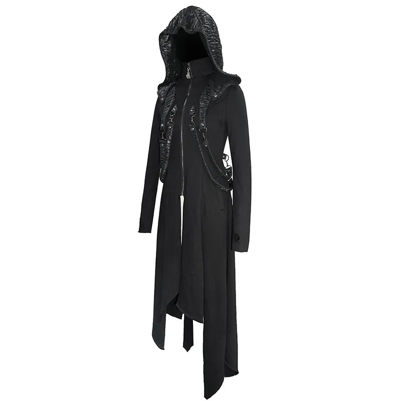CT156 women winter fur slim punk fleece hooded long coat with loops