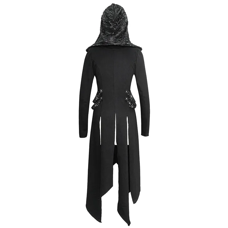 CT156 women winter fur slim punk fleece hooded long coat with loops