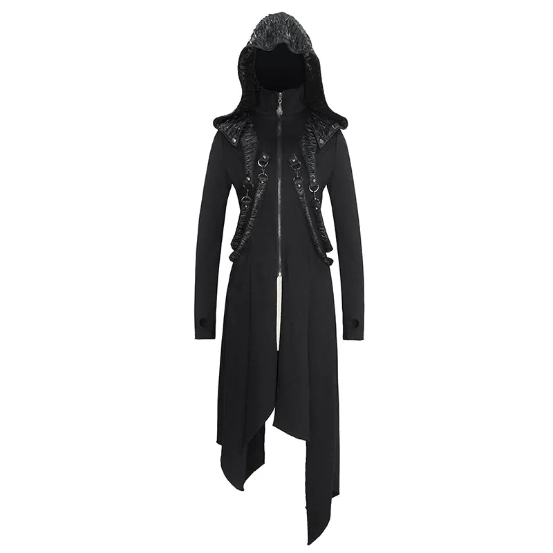 CT156 women winter fur slim punk fleece hooded long coat with loops