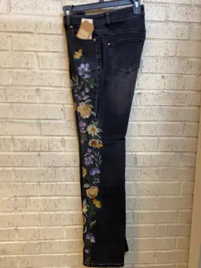 Embroidered Black Denim Jean