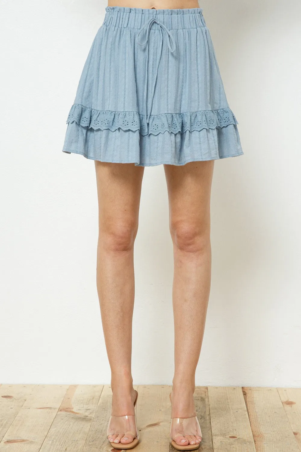 Floral Textured Lace Trim Skirt