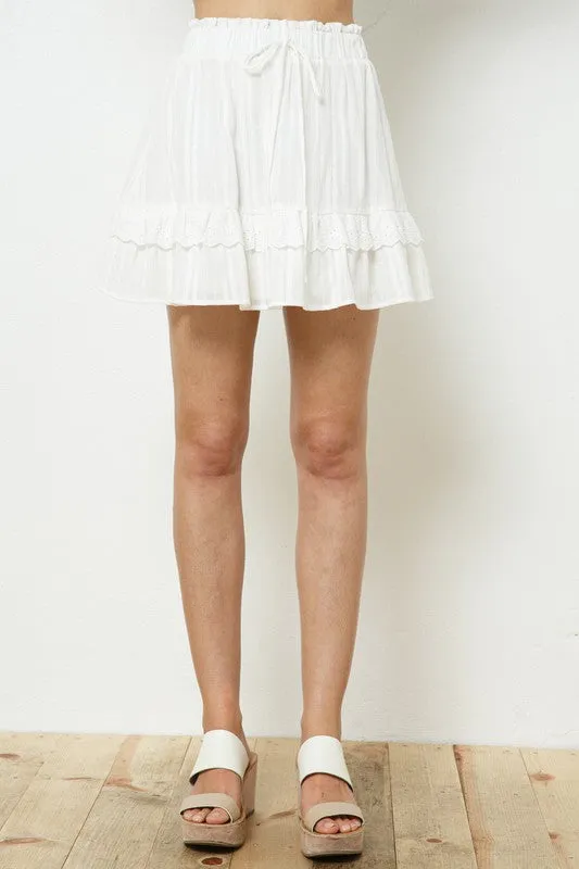 Floral Textured Lace Trim Skirt
