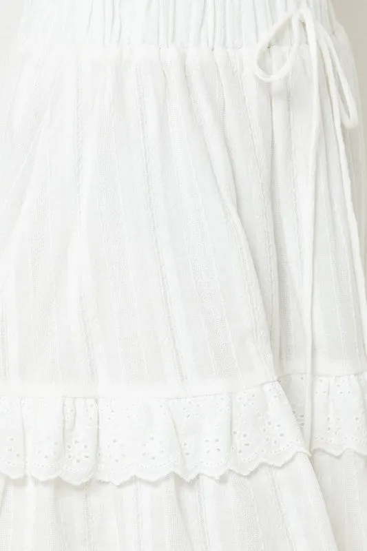 Floral Textured Lace Trim Skirt
