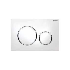 Geberit Sigma 20 White Gloss Flush Plate - Chrome Rings
