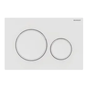 Geberit Sigma 20 White Matt Dual Flush Plate - White Gloss Rings