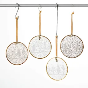 Glass Tree Disc Ornament Set 4