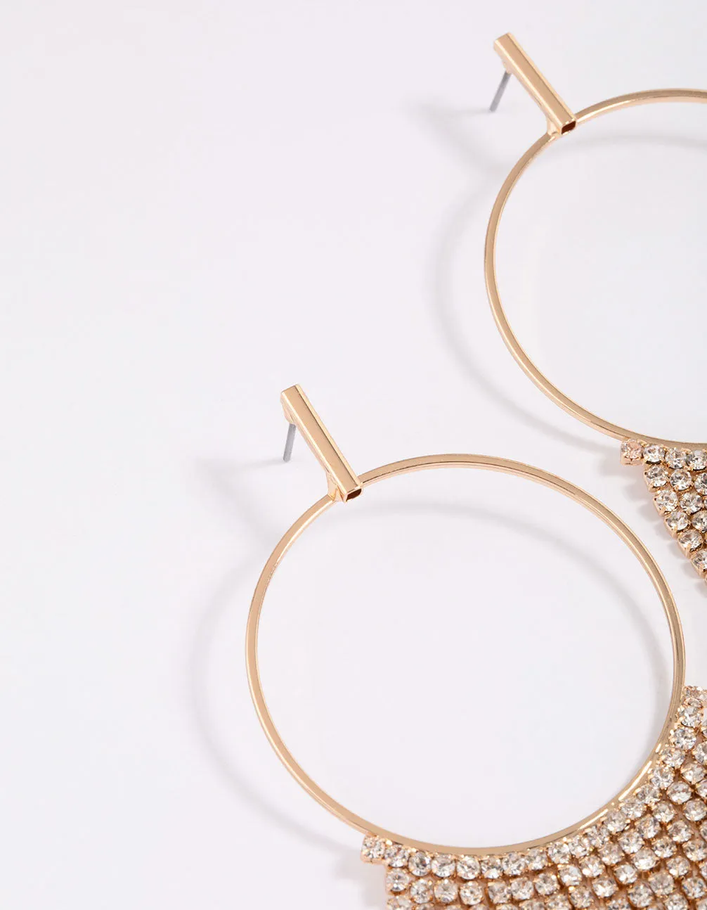 Gold Diamante Drop Cupchain Earrings