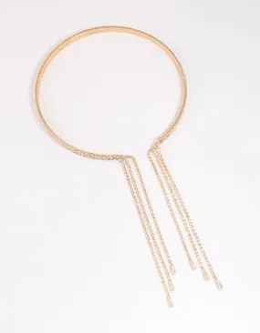 Gold Diamante Tassel Choker