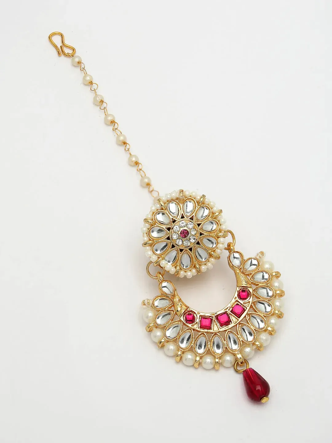 Gold-Plated CZ Stone-Studded Maang Tikka