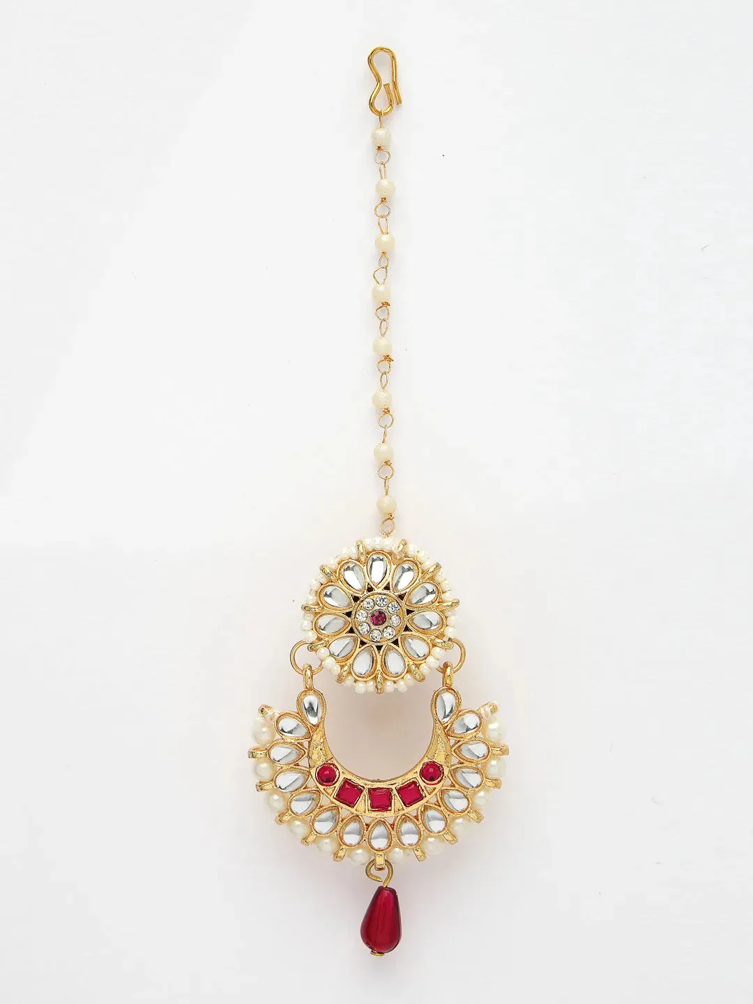 Gold-Plated CZ Stone-Studded Maang Tikka