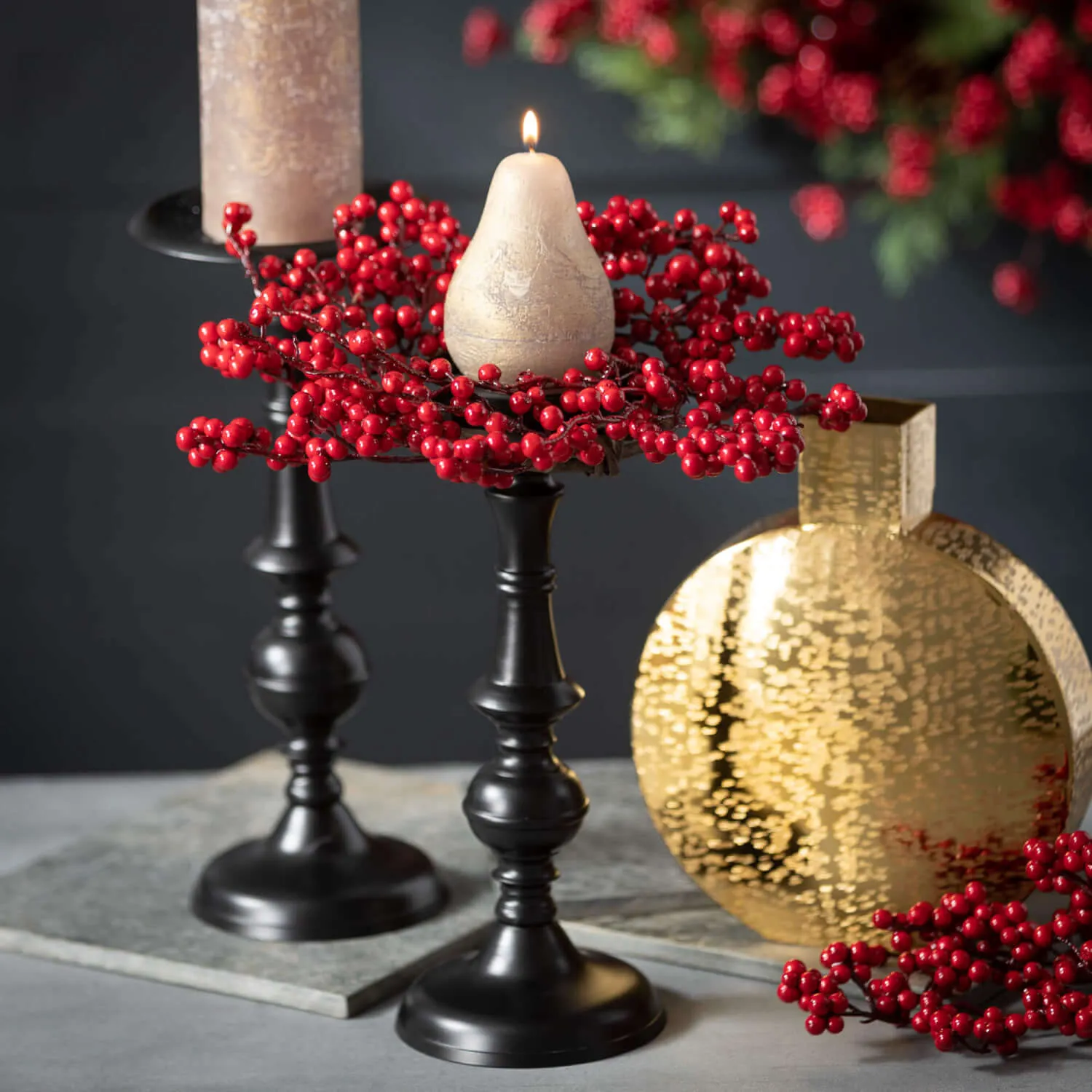 Gunmetal Gold Arch Vase Set