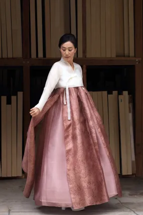 Hand beaded jeogori and double layered paneled skirt